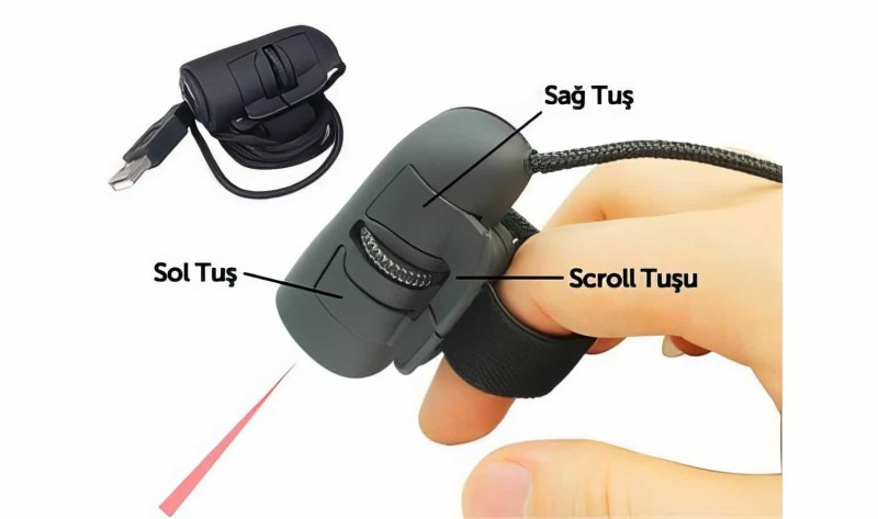 3d Usb Parmak Fare - Optik Finger Mouse - Thumbnail