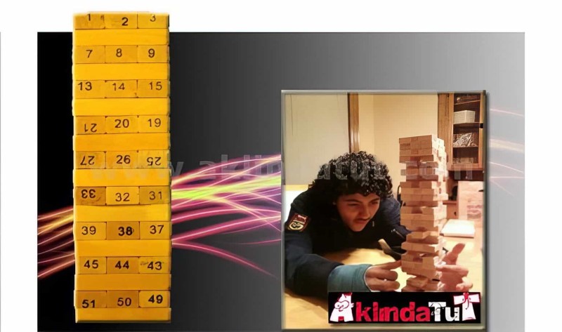 54 Parça Numaralı Ahşap Denge Oyunu - Zeka Oyunu Wooden Block Puzzle - Thumbnail