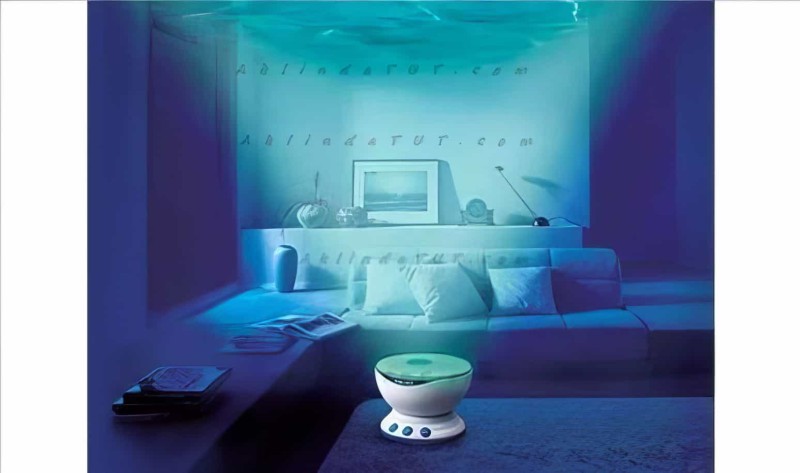 Dalgalar Gece Işığı Projektör Hoparlör - Daren Waves Ocean Projector Night Light Speaker Lamp - Thumbnail