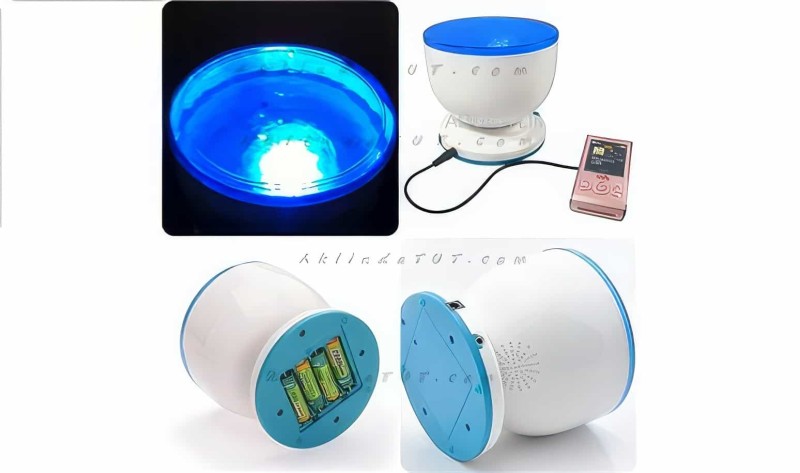 Dalgalar Gece Işığı Projektör Hoparlör - Daren Waves Ocean Projector Night Light Speaker Lamp - Thumbnail