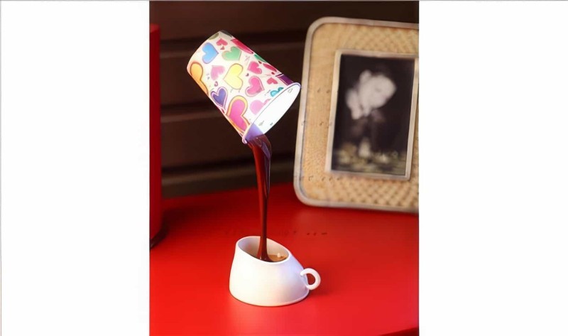 Dökülen Kahve Görünümlü Dekoratif Led Masa Lambası - Thumbnail