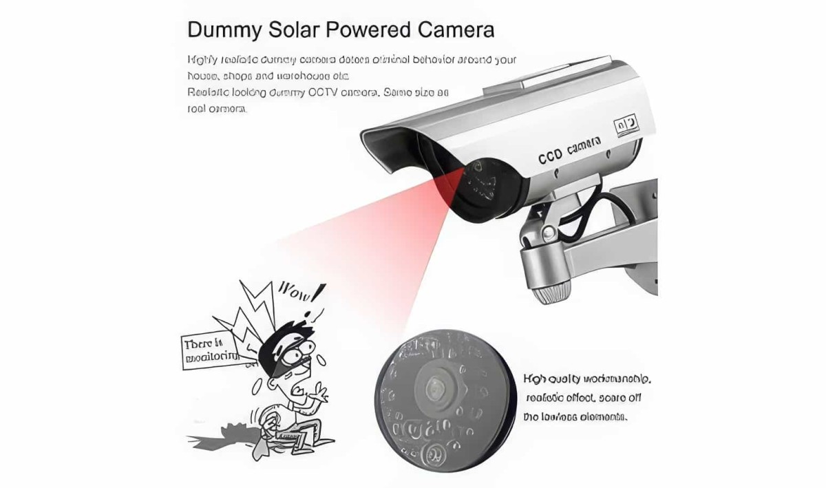 Güneş Enerjili - Solar Powered - Caydırıcı Gerçekçi Görünümlü - Sahte Güvenlik Kamera Ccd - Gece Görüşlü