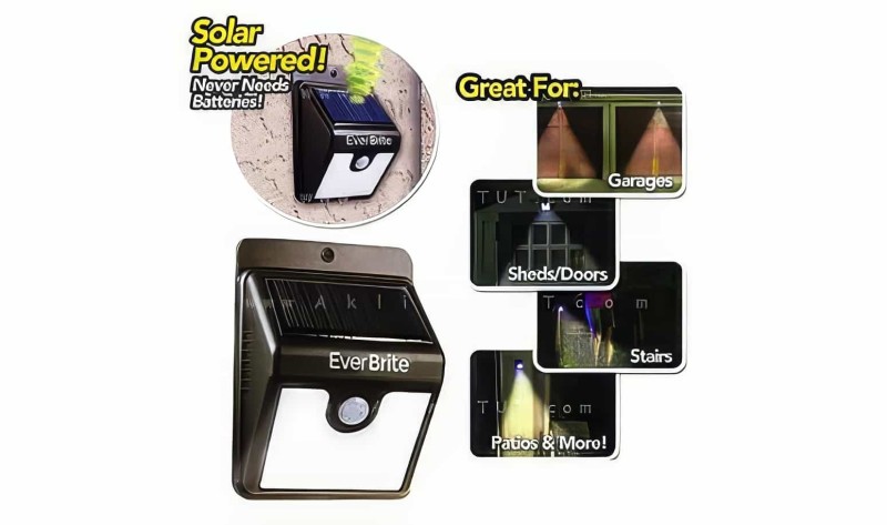 Güneş Enerjili Ve Hareket Sensörlü Led Lamba Ever Brite (güneş Panelli) - Thumbnail
