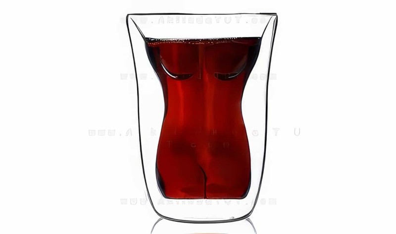 Kadın Vücudu Şeklinde Bardak - Lady Girl Glass - Çift Cidarlı - Çift Camlı Çay Ve Kahve Bardağı - Thumbnail