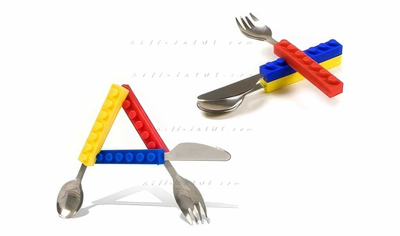 Lego Saplı Çatal Bıçak Kaşık Takımı - Thumbnail