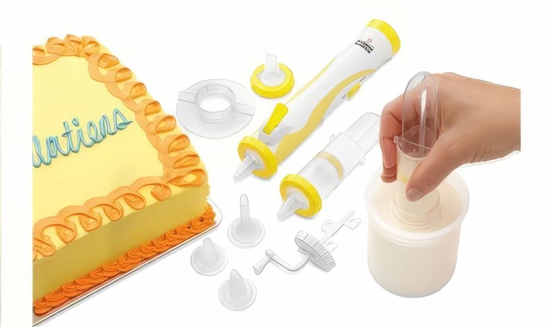 Pilli Otomatik Pasta, Cupcake Süsleme Kalemi Seti Frosting Deco Pen - Thumbnail