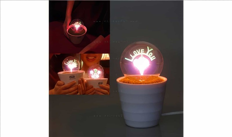 Romantik Aşk Saksı Gece Lambası Kalp- I Love You Lamp - Thumbnail