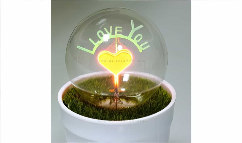 Romantik Aşk Saksı Gece Lambası Kalp- I Love You Lamp - Thumbnail