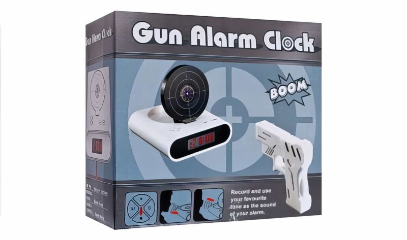 Uzaktan Tabancalı Alarm Saat Lcd Ekran Gun Alarm Clock - Thumbnail
