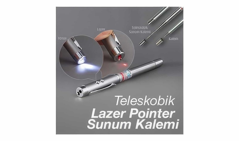 Uzayabilen Lazer Pointer Sunum Kalemi Teleskopik Lazer Kalem - Thumbnail
